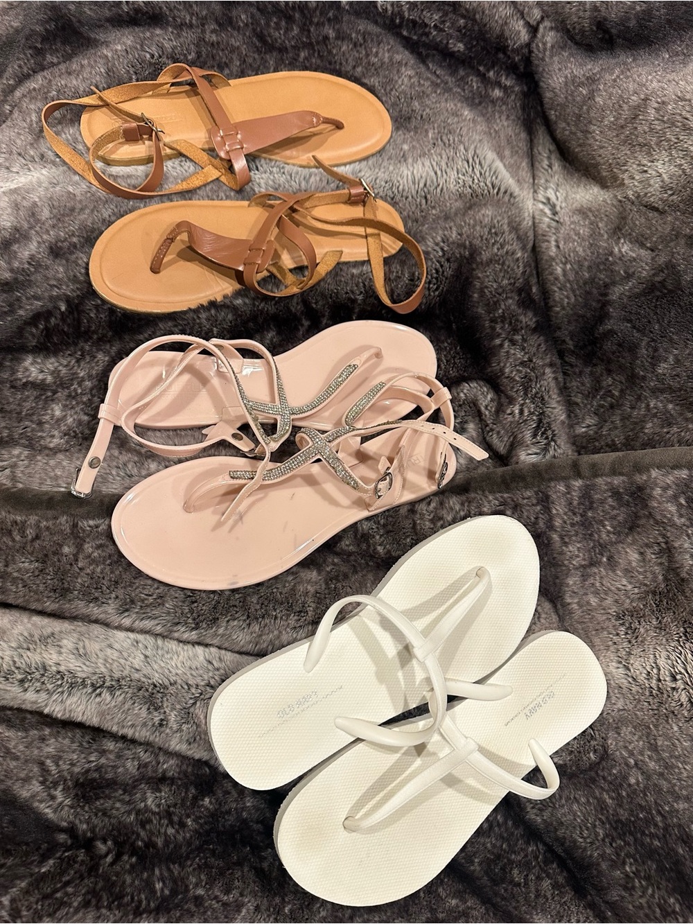 Women’s Neutral Strappy Sandals - White, Blush, Brown